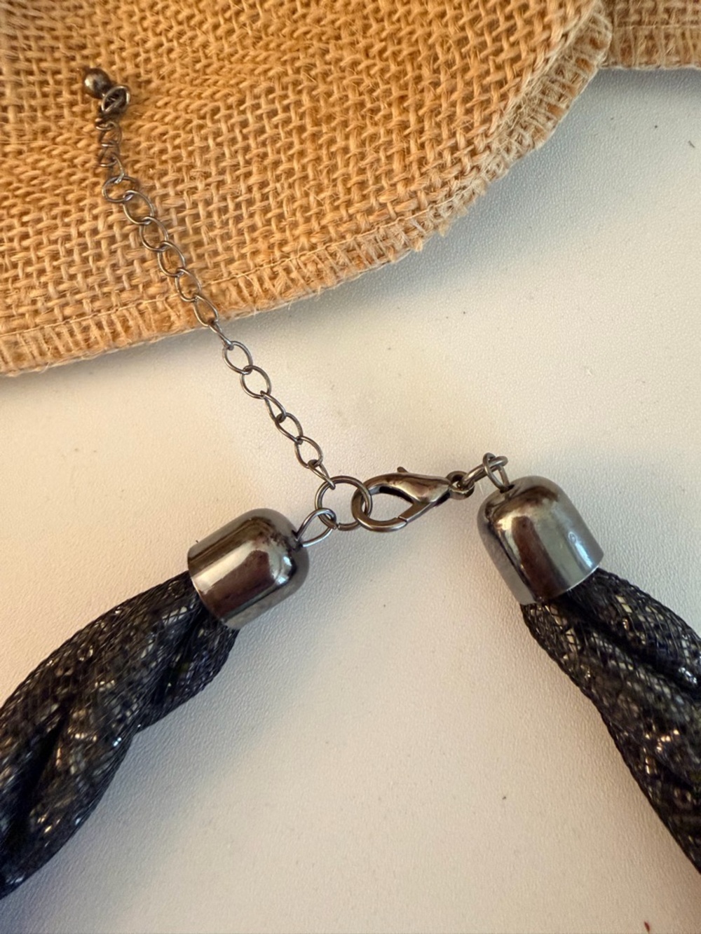 Vintage 1960s  Black Rope multi glitter color Necklace 19 inch Costume Jewelry - Picture 2 of 9